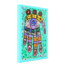 Mer bleue Hamsa de batik de Judaica Impression Sur Toile