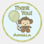 Merci #2 CA-Bleu de baby shower de singe Autocollants
