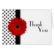 Merci blanc noir rouge de mariage de point de polk carte de vœux