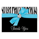 Merci bleu turquoise de zèbre de coeur de diamant  cartes de vœux