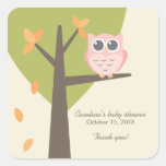 Merci de baby shower d'automne de hibou de rose de adhésif