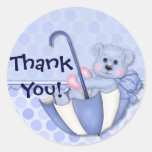 Merci de bébé bleu d'ours de parapluie autocollants