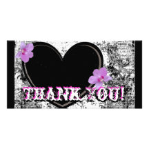 Merci de carte photo, noir, blanc, rose photocarte customisée