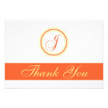 Merci de Monogam de cercle de point de J (orange/j invitations