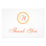 Merci de Monogam de cercle de point de M (orange/j invitations