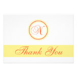 Merci de Monogam de cercle de point de N (orange/j invitations