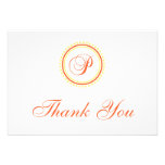 Merci de Monogam de cercle de point de P (orange/j invitations