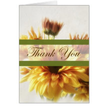 Merci des chrysanthèmes 1 d'or et de Brown Carte De Vœux
