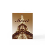 Merci Eiffel Tower Paris Thank You Card Brown