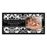 Merci élégant Photocard de mariage damassé : noir Photocarte Customisée