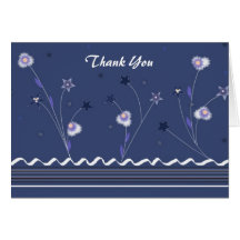 Merci floral de bleu marine cartes de vœux
