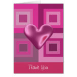 Merci gonflé rose de coeur cartes de vœux