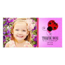 Merci personnalisé par coccinelle moderne cartes avec photo