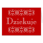 Merci polonais saluant la carte de note Dziekuje