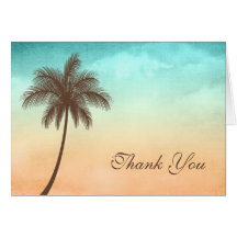 Merci tropical de palmier de plage cartes de vœux