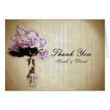 Merci vintage de bouquet de mariage cartes