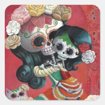 Mère et fille squelettiques mexicaines autocollants