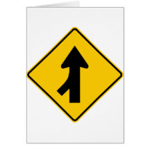 Merging Traffic Highway Sign (Left) Greeting Cards