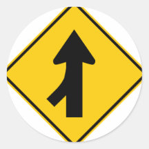 Merging Traffic Highway Sign (Left) Round Sticker