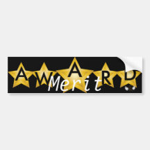 Merit Five Gold Stars Award Bumper Sticker-Cust.