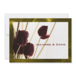 Merlot Tulips Dark Olive Satin Trim, Invitation
