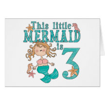 Mermaid 3rd Birthday Invitations Cards
