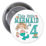 Mermaid 4th Birthday Button