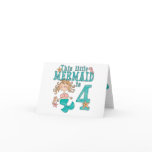 Mermaid 4th Birthday Invitations cards