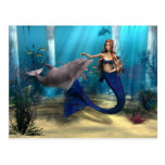 Mermaid and Dolphin Postcards