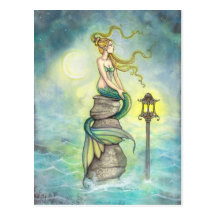 Mermaid and Moon Fantasy Art by Molly Harrison Post Card