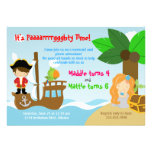Mermaid and Pirate Twins Joint Birthday Party Invite