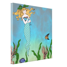 Mermaid and seal canvas prints