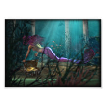 Mermaid and Sunken Treasure Fantasy Print Photo