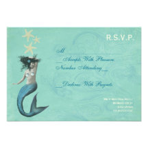 Mermaid Beach Coastal RSVP Cards Personalized Announcement