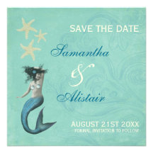 Mermaid Beach Coastal Save The Date Custom Announcement