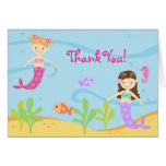 Mermaid BIrthday Kids Folded Thank You Note Cards
