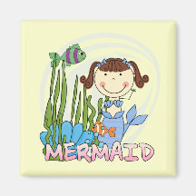 Mermaid - Brunette Tshirts and Gifts Fridge Magnets