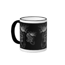 Mermaid-Butterfly Lady on Black Coffee Mugs