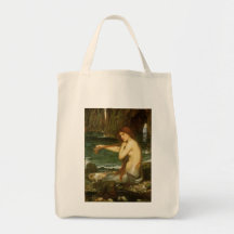 Mermaid by JW Waterhouse, Victorian Mythology Art Canvas Bag