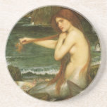 Mermaid by JW Waterhouse, Victorian Mythology Art Drink Coasters