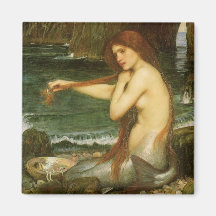 Mermaid by JW Waterhouse, Victorian Mythology Art Magnets