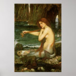 Mermaid by JW Waterhouse, Victorian Mythology Art Posters