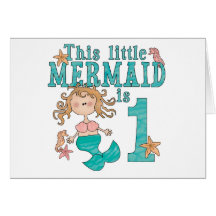 Mermaid First Birthday Invitations Cards