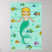 Mermaid & Fish Poster