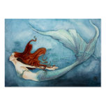 Mermaid Gift Tag Red B3 Business Cards
