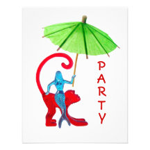 Mermaid Monkey Party Invite