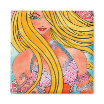 Mermaid Natasha Square Magnet by Elisa Chong