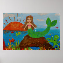 mermaid offerings on canvas poster