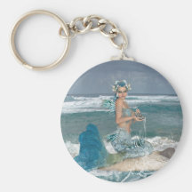 Mermaid on Rock Key Chains