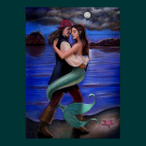 "Mermaid & Pirate's Caribbean Love" POSTER posters